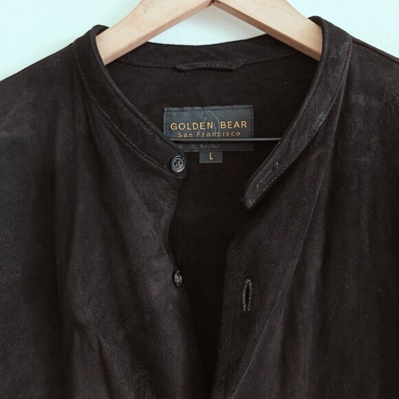 Vintage Golden Bear Suede Leather Oversized Shirt L - Picture 5 of 10